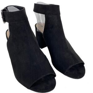 Nine West Jomei Sandals Open Toe High Heel Black Faux Suede Womens 9M